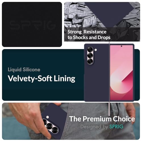 Image of SPRIG Compatible with Samsung Galaxy Z Fold 6 Premium SilkTone Back Cover Drop Tested Shock Proof Mobile Case for Men, Women, Boys and Girls with Camera Protection (Midnight Blue)