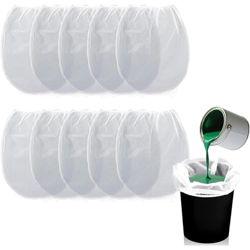 10 PCS Paint Strainer Bags 1 Gallon White Fine Mesh Paint Strainers With Elastic Top Opening Paint Filter Bags For Paint Liquid Filtration Home Brewing Gardening Hydroponics Use