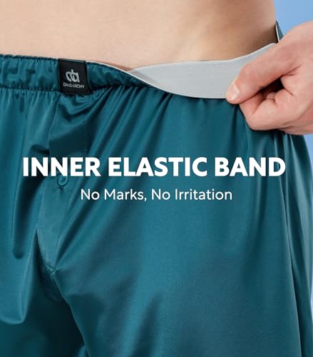 DAVID ARCHY Stretch Satin Boxers for Men, Silk Feeling Boxer Shorts, Breathable Loose Men's Underwear for Sleep 3 Pack4