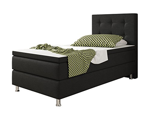 Preisvergleich Produktbild Inter Handels Köln Boxspringbett, 100% Polyester, schwarz, 90x200 cm