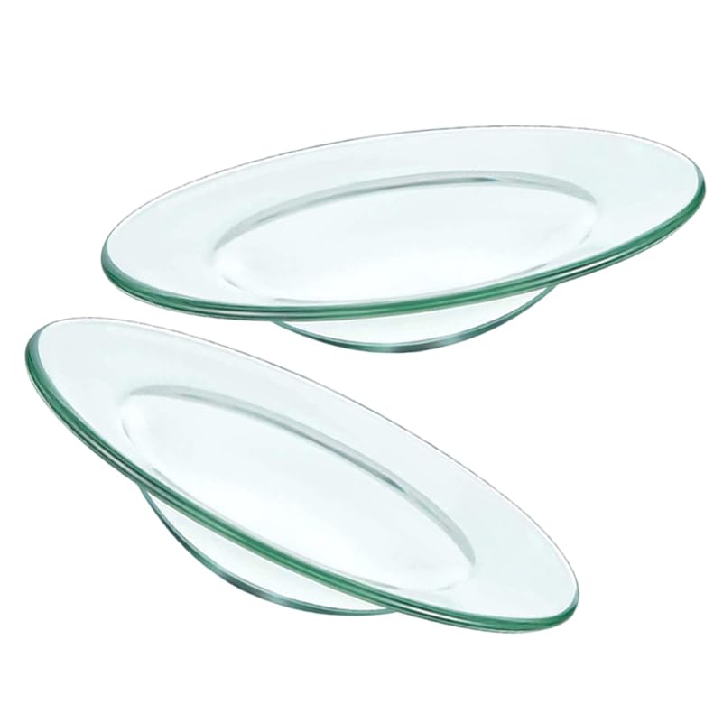 Hemobllo Lot De 2 Coupelles en Verre Rondes 10 Cm, Plateau en Verre, Brûleur à Cire Et Huile Essentielle, Accessoire Chauffage Parfum pour Lampes Aromatiques, Bougies...