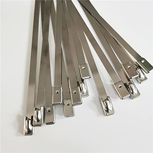 Fascette stringicavo, fascette stringicavo 100 pezzi fascette stringicavo in acciaio inox con chiusura a zip in metallo fascette stringicavo rivestite multiuso fascette stringicavo nere (colore:
