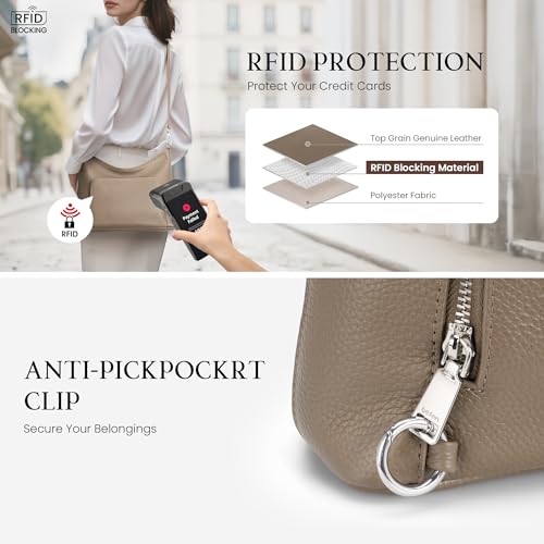 Image of befen Genuine Leather Hobo Bag Purses for Women, Anti Theft Leather Purse