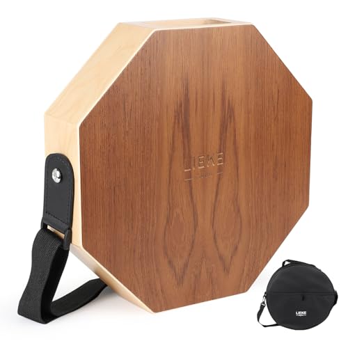 LIEKE Cajon Drum 12.5 inch Portable Hand Box Drum Travel Percussion Instrument with Teak Drumhead, Birch Wood/Bag/Strap for Adults Beginners