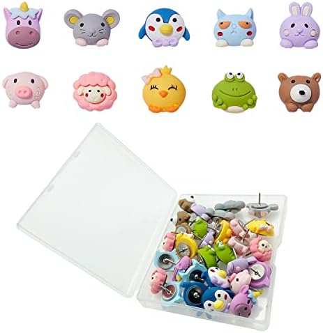 30 Pcs Animal Push Pins Decorative Push Pins Mini Push Pins Cute Push Pins Frog Push Pins Animal Thumbtack Push Pins for Cork Board for for Cork Board, Photo Wall, Map, Bulletin Board