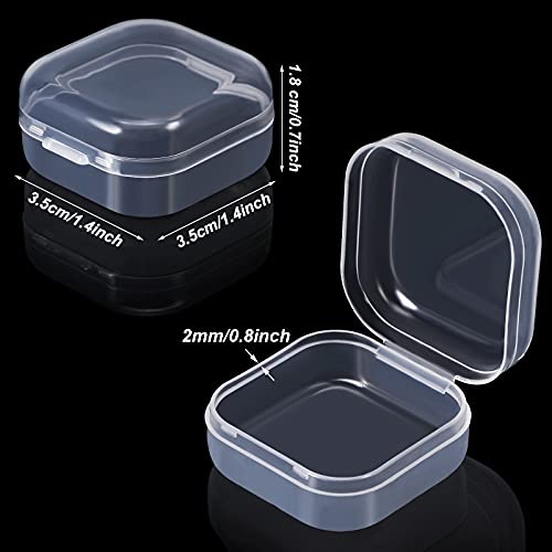 6 Pieces Mini Plastic Clear Beads Storage Containers Box for Collecting Small Items, Beads, Jewelry, Business Cards, Game Pieces, Crafts (1.37 x 1.37 x 0.7 Inch)