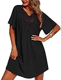 Women's Swimsuit Beach Cover Up Dress Short Sleeve Bikini Bathing Suit Swimwear Coverups Black M