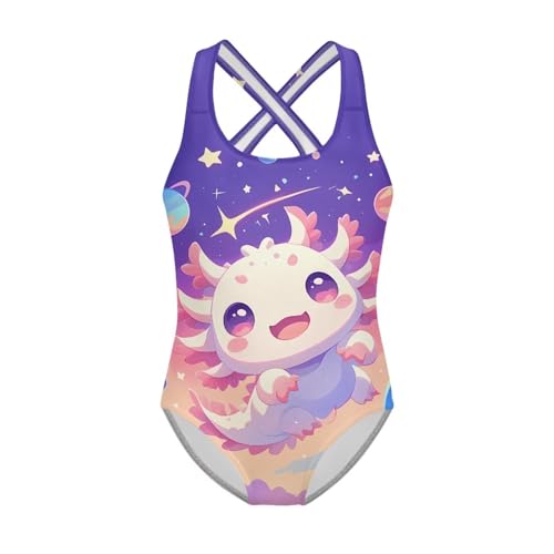 Image of Girls One Piece Swimsuits Teens Sleeveless Back Cross Strap Bathing Suit Kids Quick Dry Cute Beach Swimwear(5-14)
