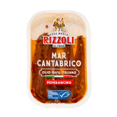 Rizzoli Anchovy Fillets from the Cantabrian Sea in Italian Oil with Chilli 40g