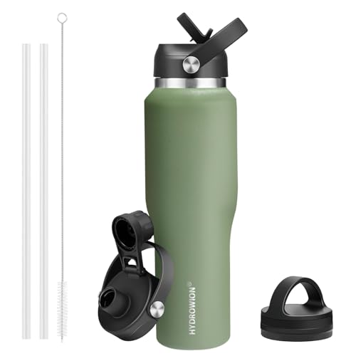 32 oz Insulated Water Bottle Stainless Steel Triple-Wall with Straw Lid Set