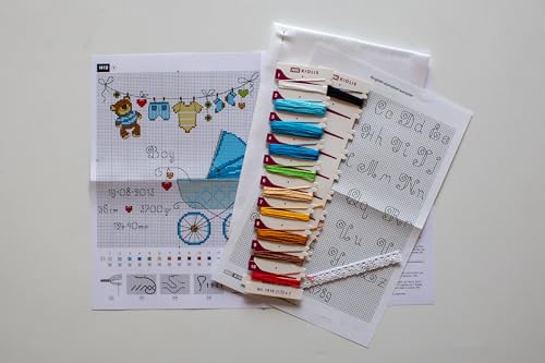 Image of RIOLIS - It's a Boy! 1418, Cross Stitch Kits 7,87 inch x 7,87 inch, Cross Stitch Kits for Beginners & Advanced, Crossstitching Kit Adult, Embroidery Counted Stitching Kit