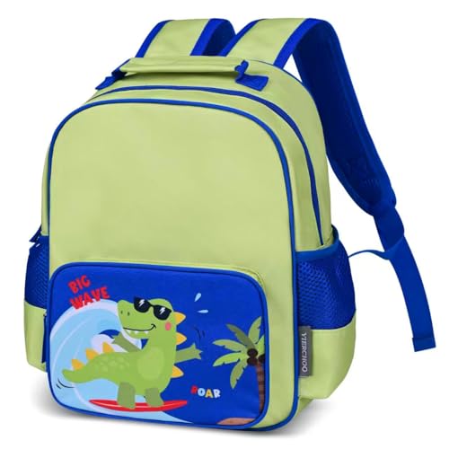 Yierchoo Kids Backpack for Boys Girls, Toddler Backpack Child Bookbag for Preschool Kindergarten Travel Daycare Water-Resistant Lightweight 12 Inches (Dinosaur)
