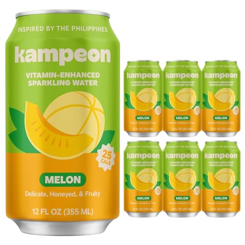 Image of Kampeon Filipino inspire sparkling water, Melon-12oz Can | Flavored Sparkling Water with Vitamin C, Magnesium & B Vitamins | Refreshing Cantaloupe & Watermelon Drink, Functional Hydration (Melon Pack Of 12)