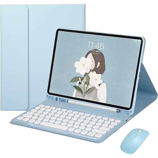 TFixol SAMTUNK Tab S6 Lite 26.4 cm 2022/2020, tylna klawiatura z okrągłymi klawiszami i ładną kolorową klawiaturą, wrażliwa na zdejmowaną pelerynę, zielona