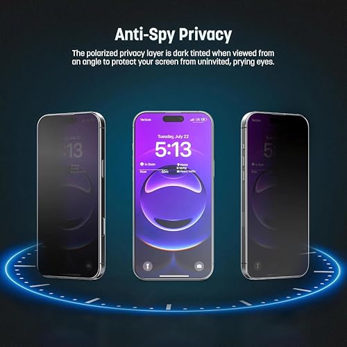 Image of OHAYO Privacy Tempered Glass Screen Protector Compatible with iPhone 17 Pro Max - 9H Anti-Spy Protection, HD Clear View, Bubble-Free Installation, Scratch Resistant, Case-Friendly Design