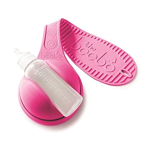 Image of The Beebo Hands Free Bottle Holder, Raspberry | Suitable for Most Sizes, Enhances Feeding Time for Parents and Caregivers | Anti-Shedding and Anti-Slip