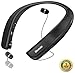 Bluetooth Headphones Speaker 2 in 1,Bluenin Neckband Wireless Headset Wearable Speaker True 3D Stereo Sound Sweatproof Headphones with Retractable Earbuds Built-in Microphone (Titanium Black)