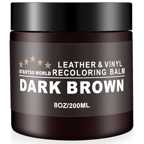 STARTSO WORLD Leather Recoloring Balm, Dark Brown Leather Repair Kit for Furniture, Leather Dye, Leather Color Restorer for Couches, Leather Couch Paint | Repair, Restore Faded & Scratched Leather