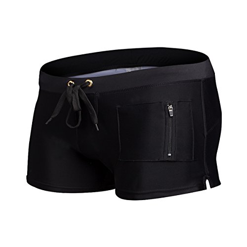 Dingcheng Bañadores para Hombre,Cintura Baja Secado rápido Bañador,Traje De Baño Boxeador Surf Calzoncillos Cortos Trajes de Baño Cortos Pare Playa Surf Corriendo Natación (Negro, M)