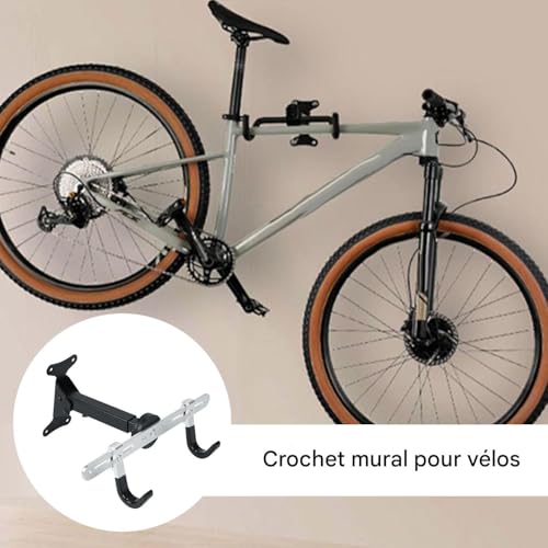 Accroche-Vélo Mural Rack à Crochets Modulable pour Organisation Garage
