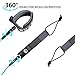 iBoard 7mm Surfboard Leash/Leg Rope-7/8/9 feet PU Material Straight Rope, 3 Layers of Premium Magic-Sticker, with Double Stainless Steel Rotating Head (Blue and Grey)
