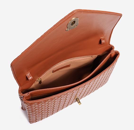 Woven Purses for Women Elegant PU Leather Woven Top-handle Bag Tote Crossbody Shoulder Bag for Work Vacation3