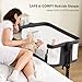 Taylengrow Baby Bassinet Bedside Sleeper - All-Mesh Design, Portable Bedside Bassinet for Baby with Washable Mattress, 5 Adjustable Heights (Black)