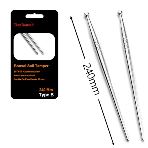 tianbonsai Bonsai Soil Tamper 200/240 Mm Straight Bonsai Root Hook Made By Aviation Aluminum Alloy (Type B (240Mm))