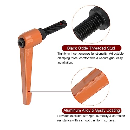 QUARKZMAN 4 Stück Klemmhebel Griff M10 x 30mm Außengewinde Schrauben Spritzbeschichter Kohlenstoffstahl Verstellbare Handgriffe Spannhebel Befestigung für Werkzeugmaschinen Geräte, Orange