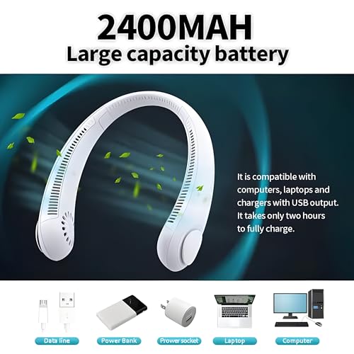 Image of Bladeless Neck Cooler - Portable Neck Fan for Heat Relief, Wearable Personal Air Conditioner with Adjustable Cooling, Rechargeable Bladeless Neck Fan for Outdoor Use, Lightweight Hands