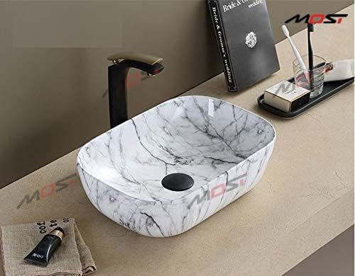 MOST Sink/Basin, White Marble, Metallic Finish