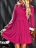CUPSHE Women Mini Dress Ribbed Tiered Layered A-line Fall Round Neck Knitted Casual Party Tunic Dress Hot Pink M #4