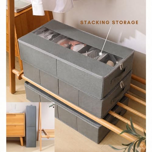 Scatole per scarpe con coperchio a C, confezione da 2 organizer per scarpe per 6 paia, in plastica trasparente con manici, perfette per armadio, camera da letto, organizzazione dell'ingresso