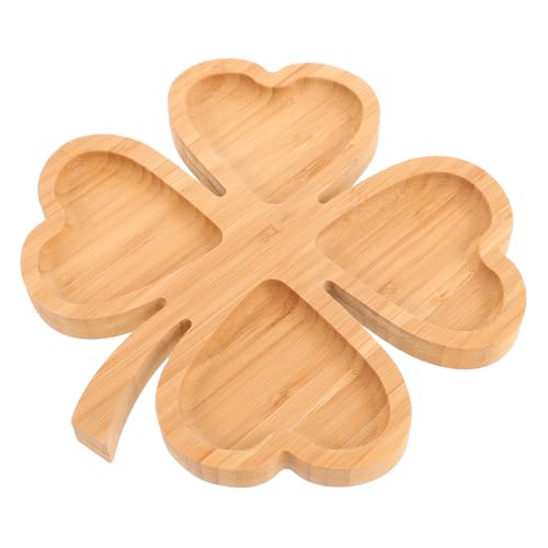 Alipis Decorative Serving Tray Modeling Bamboo Fruits Plate Divided Plate for Breakfast Tea Cakes and Stylish