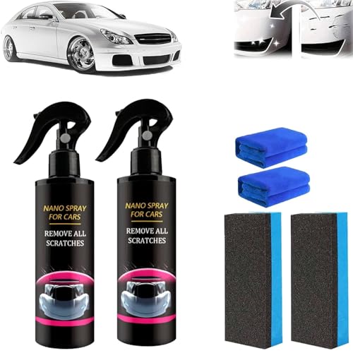 Nurafix Spray Nano Anti Rayures-Verre Liquide Carrosserie,Spray Anti-Rayures Pour Voiture,Fixapro Anti Rayure Voituré Carrosserie,Nano Spray Auto,Voituré Brillance Protection Longue Durée,120ML (2)