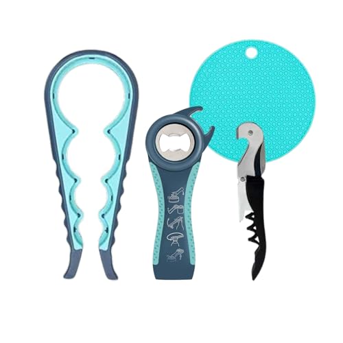 5-in-1 Canned Food & Bottle Opener for Weak Hands - Easy-Twist Jar Opener for Seniors, Arthritis-Friendly Kitchen Tool (Beer/Soda/Jars)