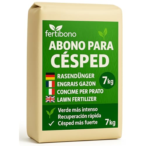 FERTIBONO Abono Césped, 7kg – NPK con Magnesio, Hierro, Manganeso y Azufre – Revitaliza Césped Amarillo – Ideal Jardines Domésticos - Hasta 280 m2