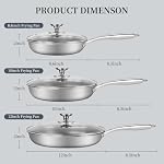 6 Pan à frire en acier inoxydable avec ensemble d'articles de cuisine non-adhésifs en nid d'abeille 3pcs W/Stay Cool Handle Skilet Works Pan pour cuisiner avec des plaques à gaz à induction