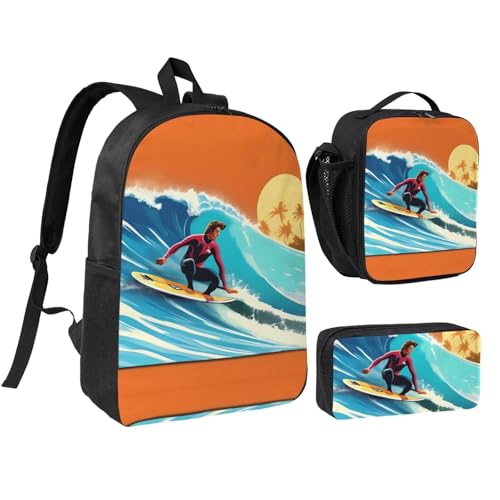 Sac à dos d'école surfeur hawaïen EdWal idéal pour la rentrée et le déjeuner