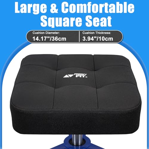 Image of Adjustable Shop Stool,Garage Mechanic Stool Chair,Work Seat for Workshop, Adjustable Height, 360 Swivel Padded Square Seat,Tool Storage, 350 LBS Capacity, Heavy Duty, Blue