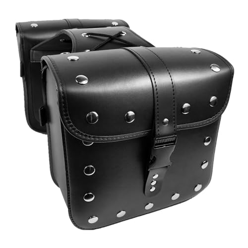 Alforjas Moto Custom para Sportster XL883/XL1200, Alforjas Moto de Cuero PU, Maletas Laterales Impermeables (Negro)