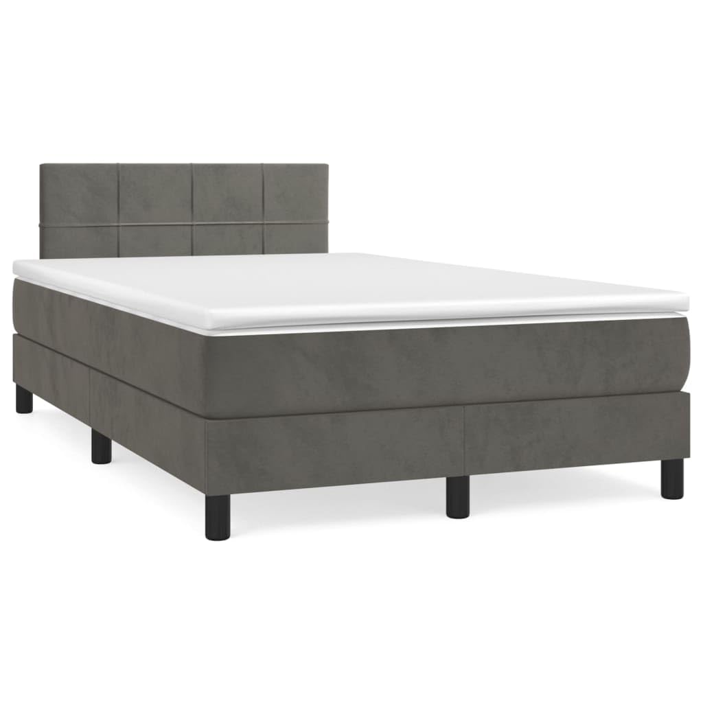 Cama con somier con cabecero de altura ajustable, cubrecolchón hipoalergénico y colchón de dureza media en color gris oscuro