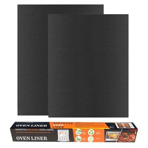 Heavy-Duty Non-Stick Oven Mat 2-Pack Reusable Oven Bottom Liner Suitable for Electric Ovens, Gas Ovens, Toasters, Convection Ovens Black BPA-Free, PFOA-Free Dishwasher Safe by QUJIFETU - Used condition - US$8.09