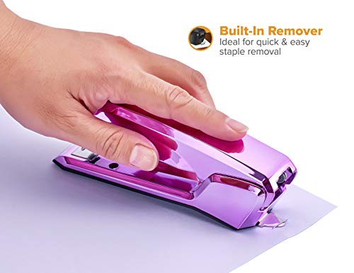 Bostitch Office Ascend 3 In 1 Stapler, Integrated Remover, 420 Staples Included, 20 Sheet Capacity, Lightweight, Full Strip, Metallic Purple #TOP2
