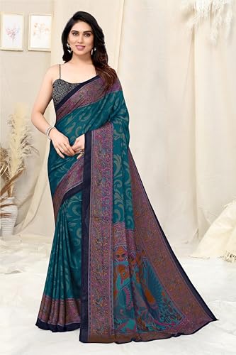 Image of MIRCHI FASHION Saree for Woman Chiffon Kalamkari Design | Professional Office Wear Lightweight Sari for All-Day Comfort with Blouse (Available in 15 Colors)