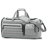 G4Free 3-in-1 Travel Duffle Bag for Men and Women, 50L Large Gym Sports Bags Tactical Military Duffle Backpack with Shoes Compartment and Wet Pocket (Grey)