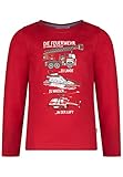 SALT AND PEPPER Jungen Jungen Langarmshirt mit Feuerwehr Print aus Baumwolle Hemd, Rot, 128-134 EU