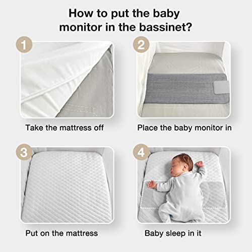 Ronbei Baby Bassinet With Breathing Baby Monitor, Bedside Sleeper With Storage Basket And Wheels, Easy Folding Bassinets For Baby And Monitor Baby Heart Rate Breathing Rate #TOP4