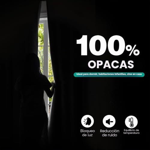 Cortinas salón opacas contra el frío en juego de 2 paneles aislantes de 140x260 cm beige claro 4