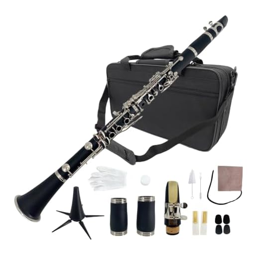WUQIMUSC Bb Clarinet for Beginners, Student B Flat Clarinet with Ebonite Body & Nickel-Plated 17 Keys, Woodwind Instrument with 2 Barrels, Reeds, Pads, Case & Cleaning Kit